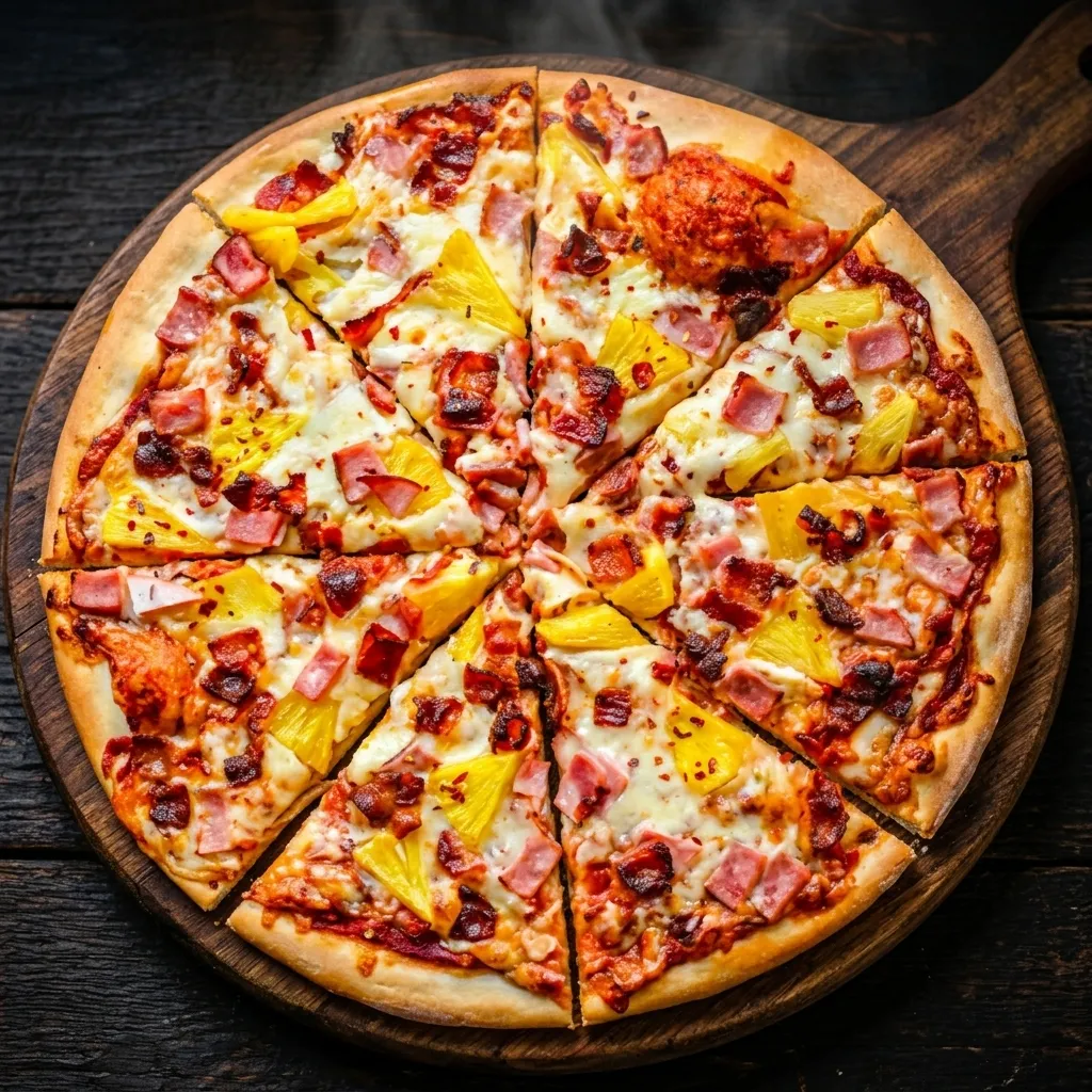 Hawaiian pizza with ham and pineapple at Roma's Pizzeria, Calgary NE